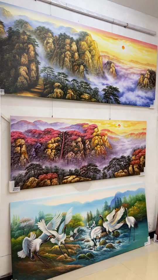 直播高光 手绘油画鸿运当头山水画画芯180*72CM 手绘油画 客厅挂画 山水画 风景画