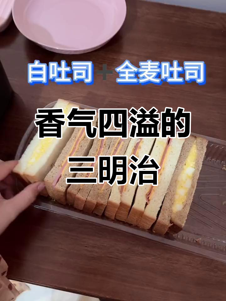 山姆三明治,全麦与白吐司搭配,微波炉或空气炸锅加热更香
