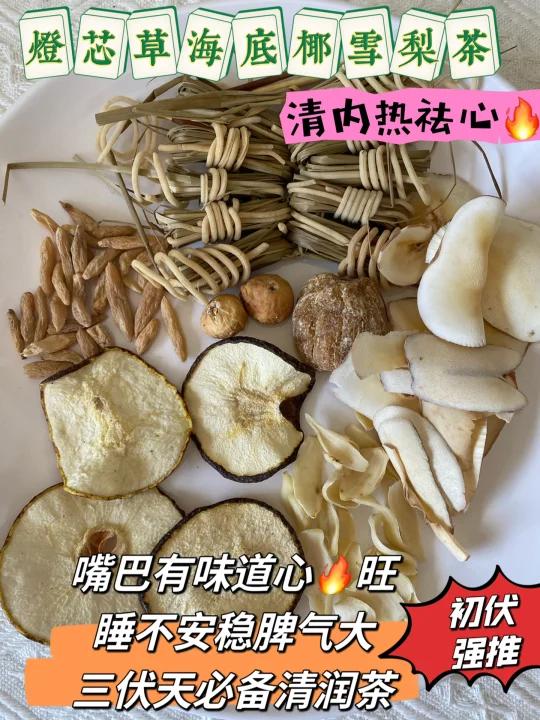 三伏天必备清润茶灯芯草海底椰雪梨清内