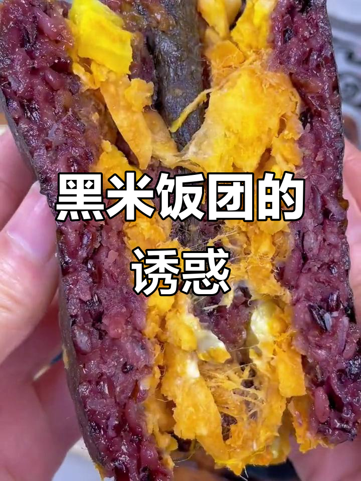 超大黑米饭团,海苔包裹肉松萝卜干,早餐超满足!