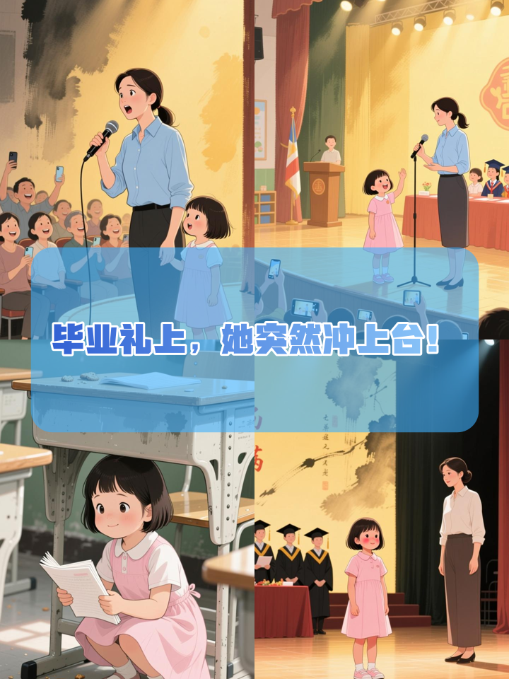 幼儿园毕业礼，她突然冲上台送画，真相暖哭全场！