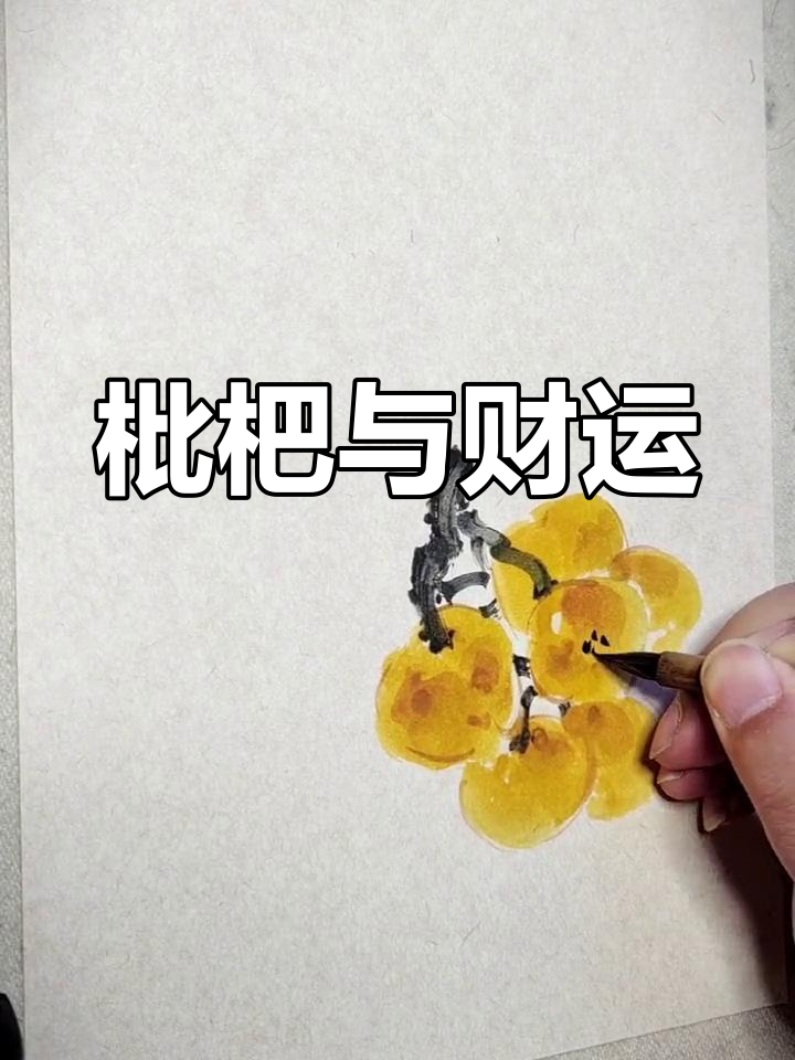 枇杷国画寓意财源滚滚,好运连连
