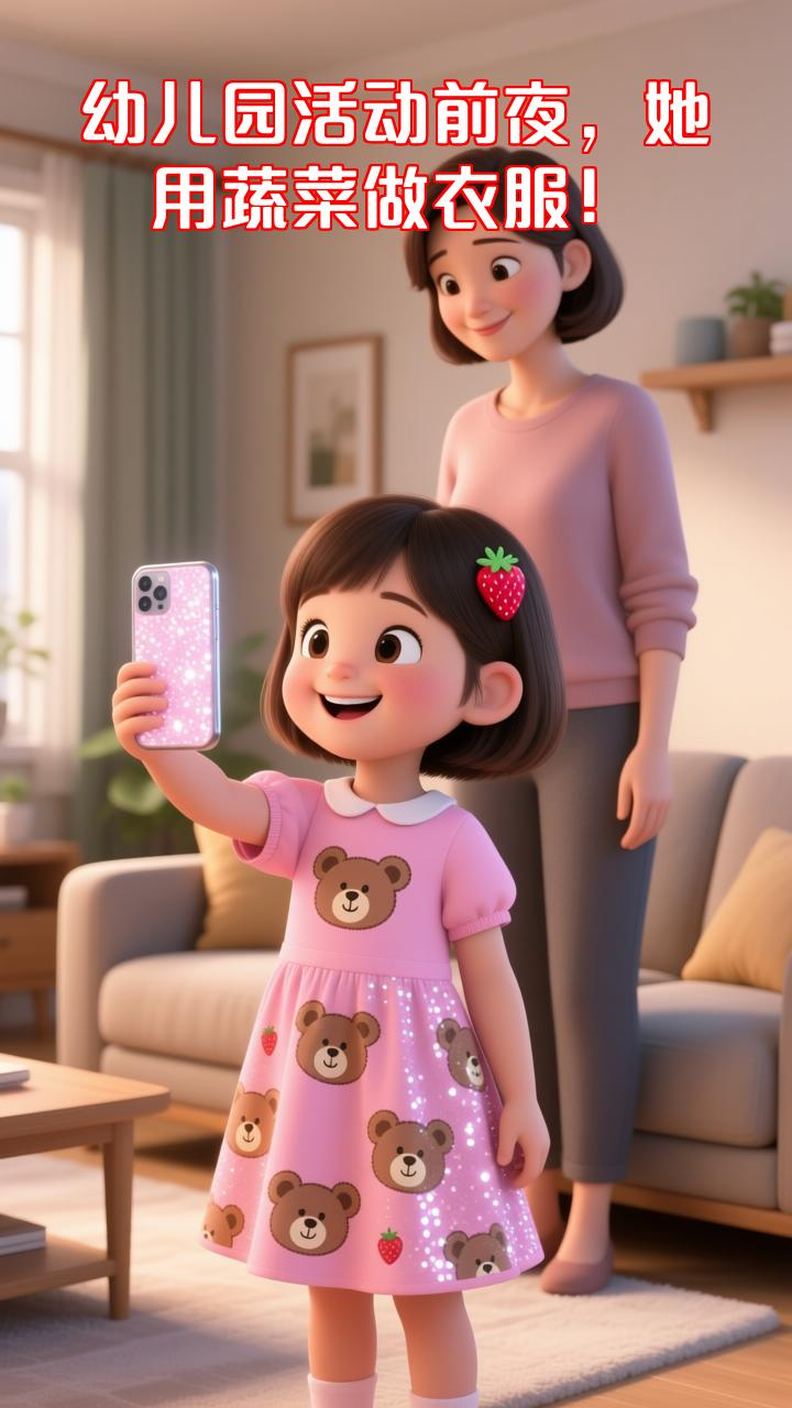 幼儿园蔬菜走秀前夜，她用冰箱里的菜给女儿做衣服，结果……