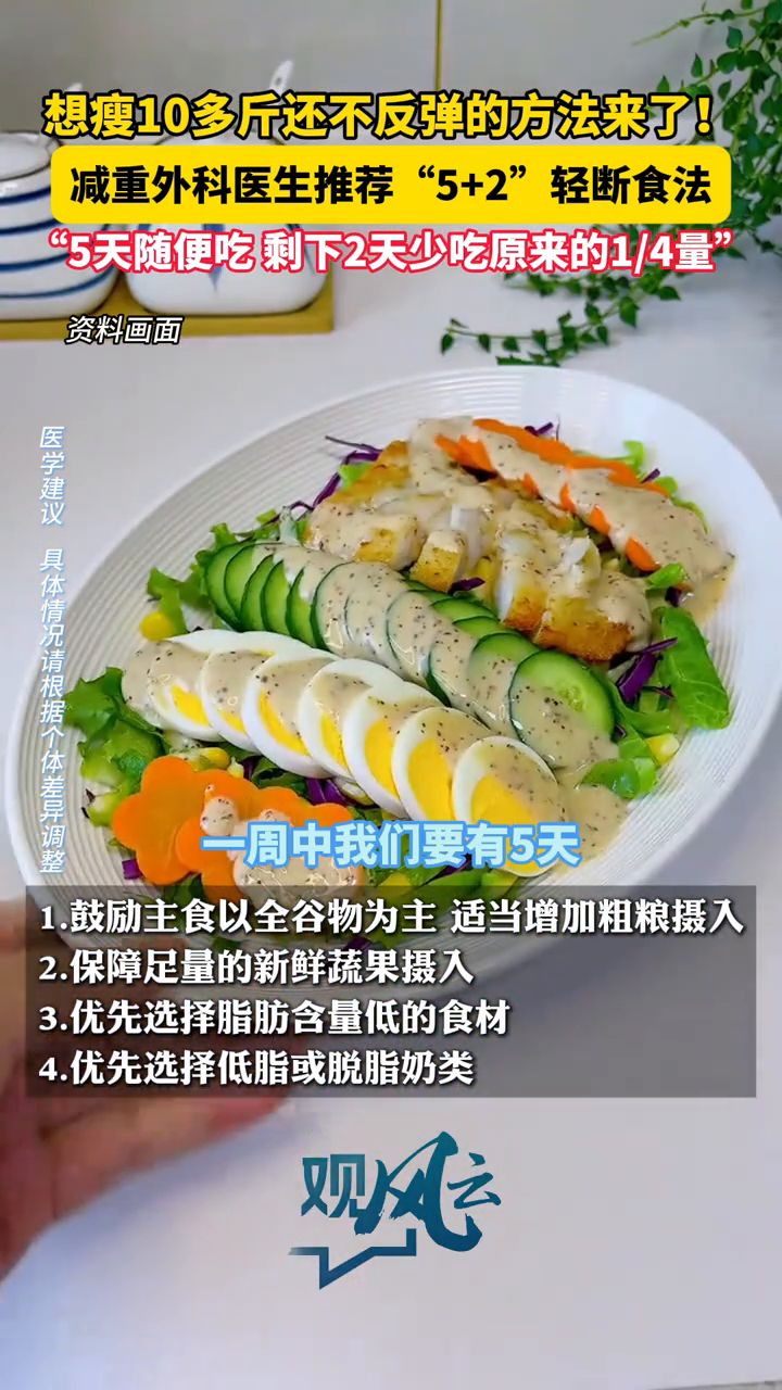 想要瘦十斤不反弹?减重外科医生建议“5加2”轻断食法