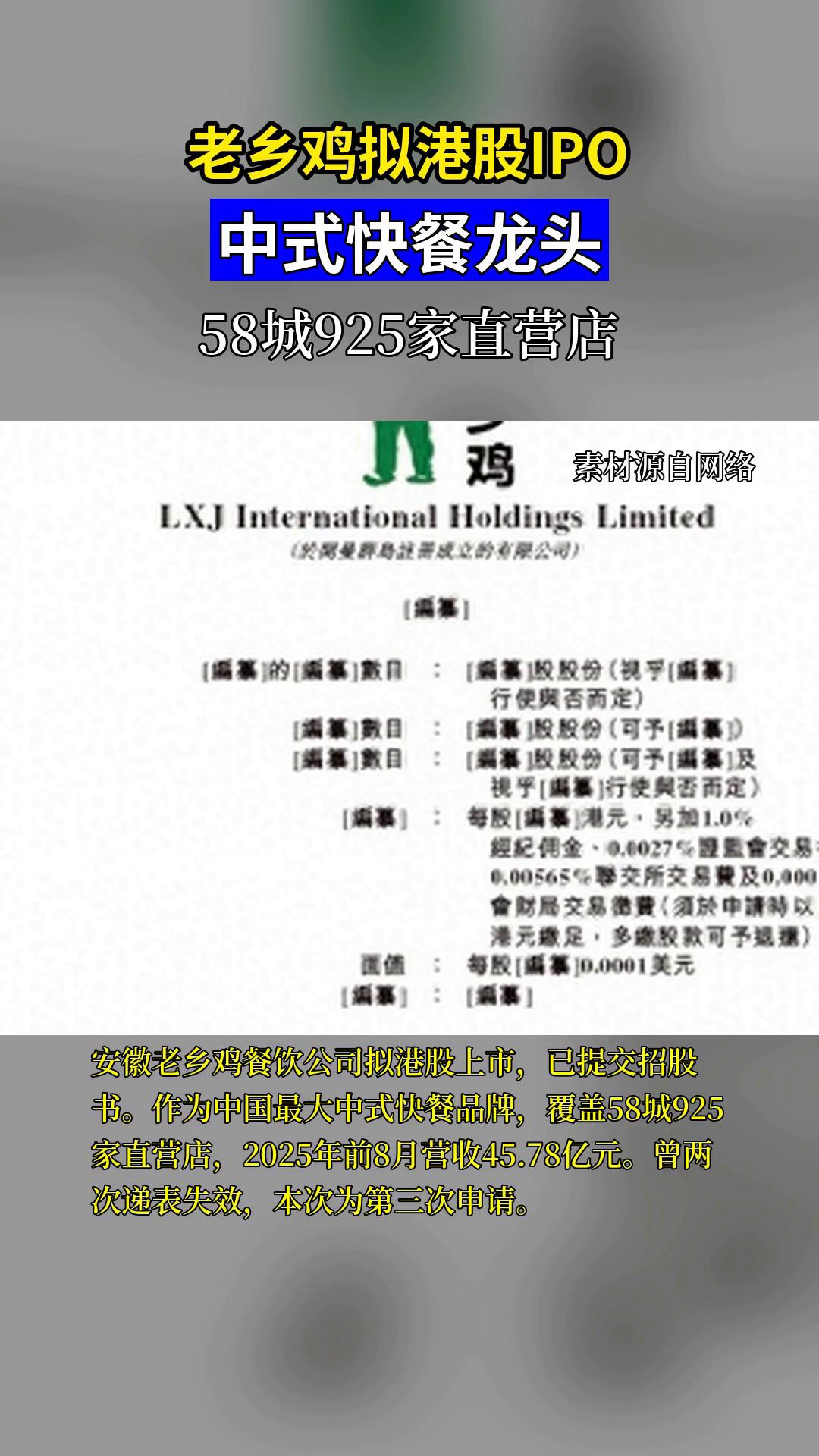 老乡鸡冲刺港股IPO