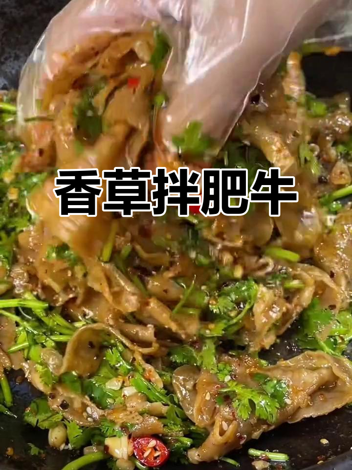 火锅剩的肥牛卷，拌上香菜，简单又开胃！