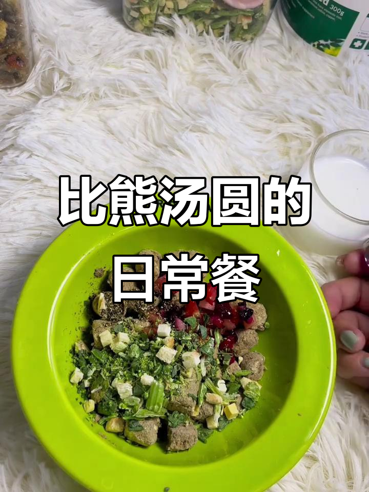 比熊汤圆今日食谱:沃夫冻干、黑莓蓝莓草莓,海藻粉有效吗?