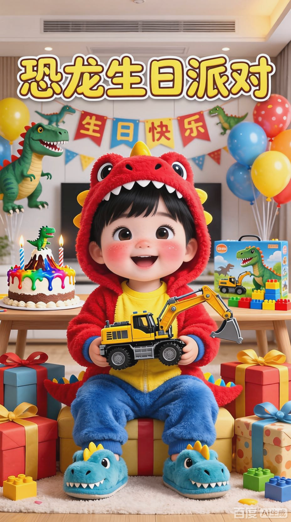 三岁生日派对秒变侏罗纪!恐龙主题狂欢现场萌翻全场