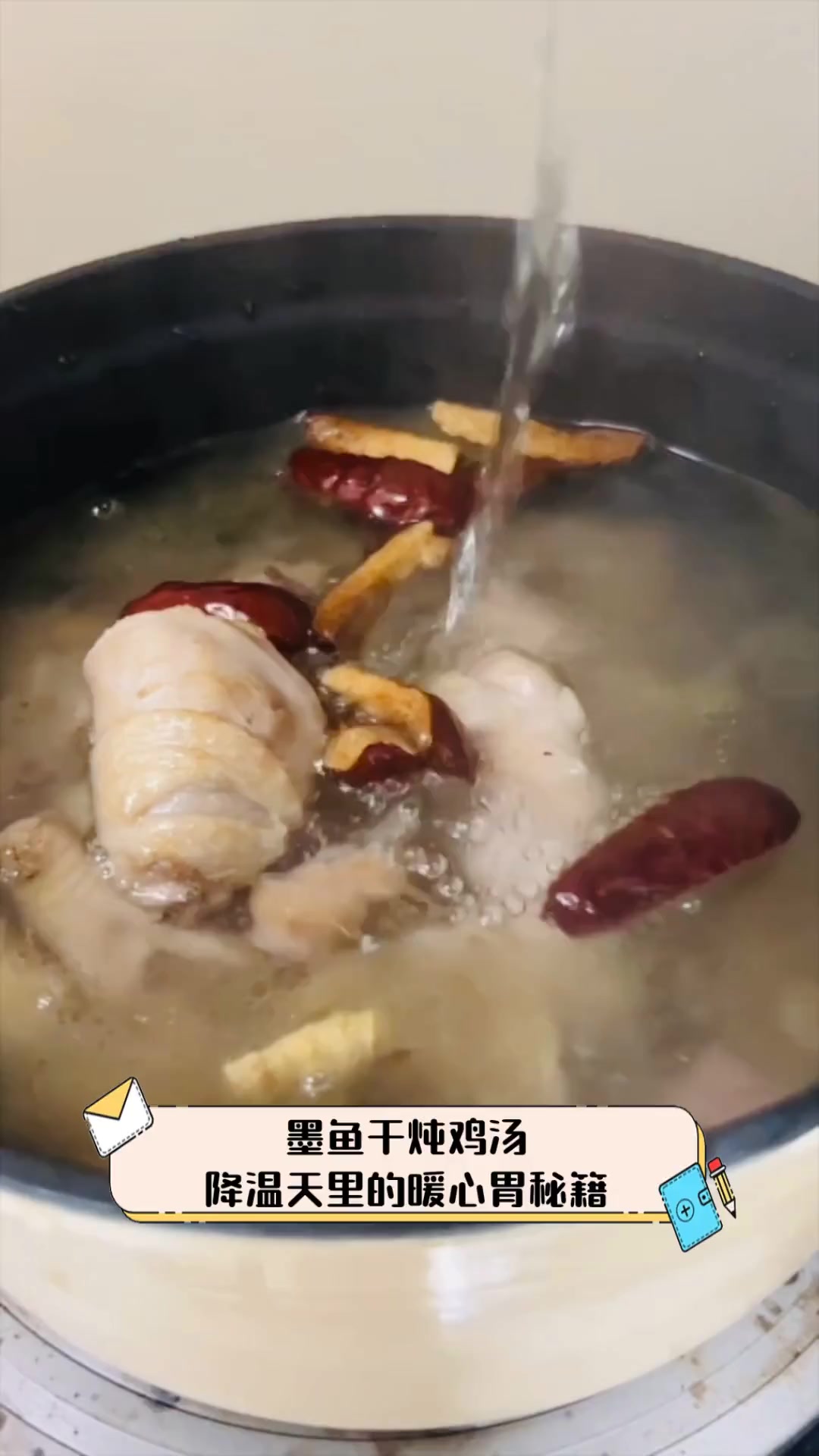 墨鱼干炖鸡汤,降温天里的暖心胃秘籍