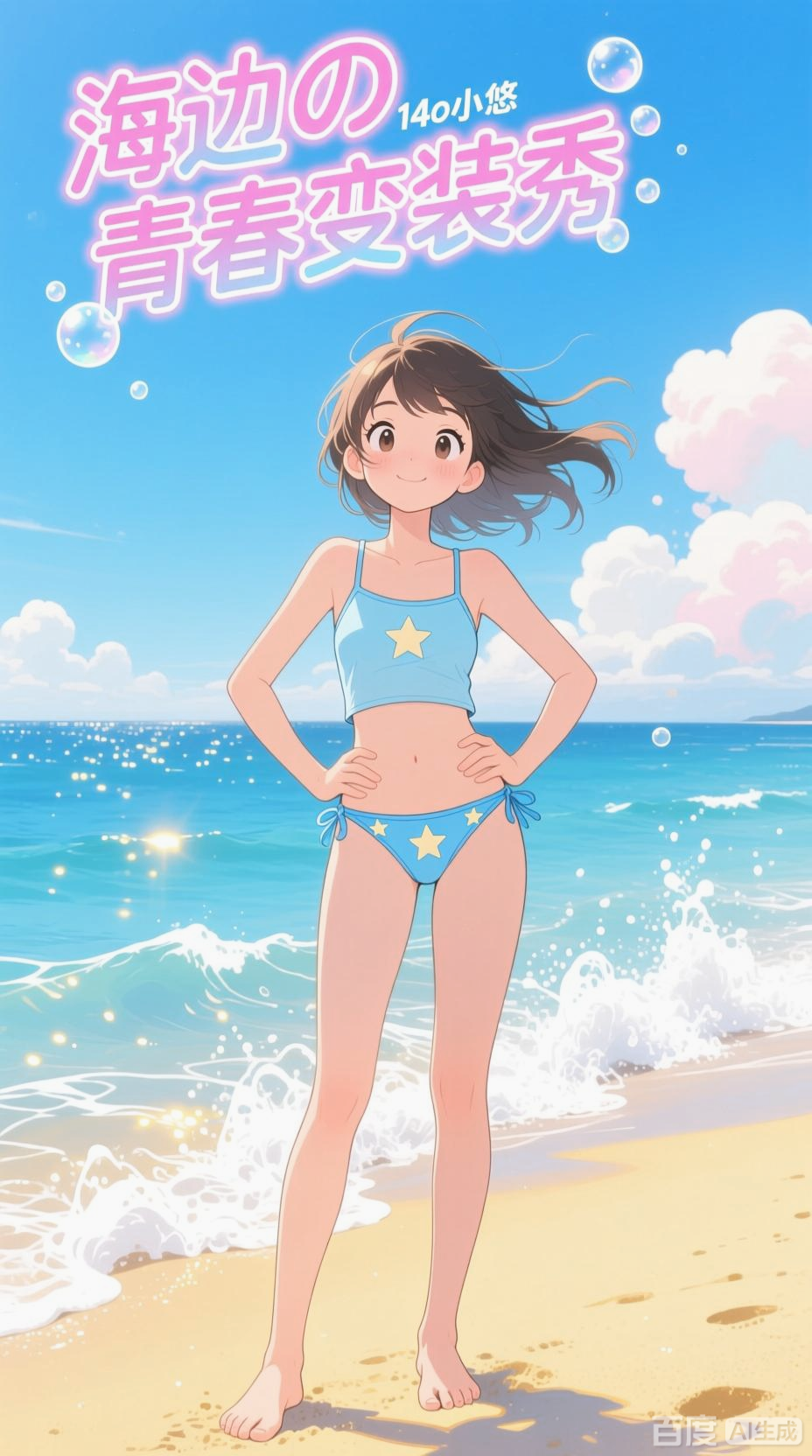14岁少女海边换装