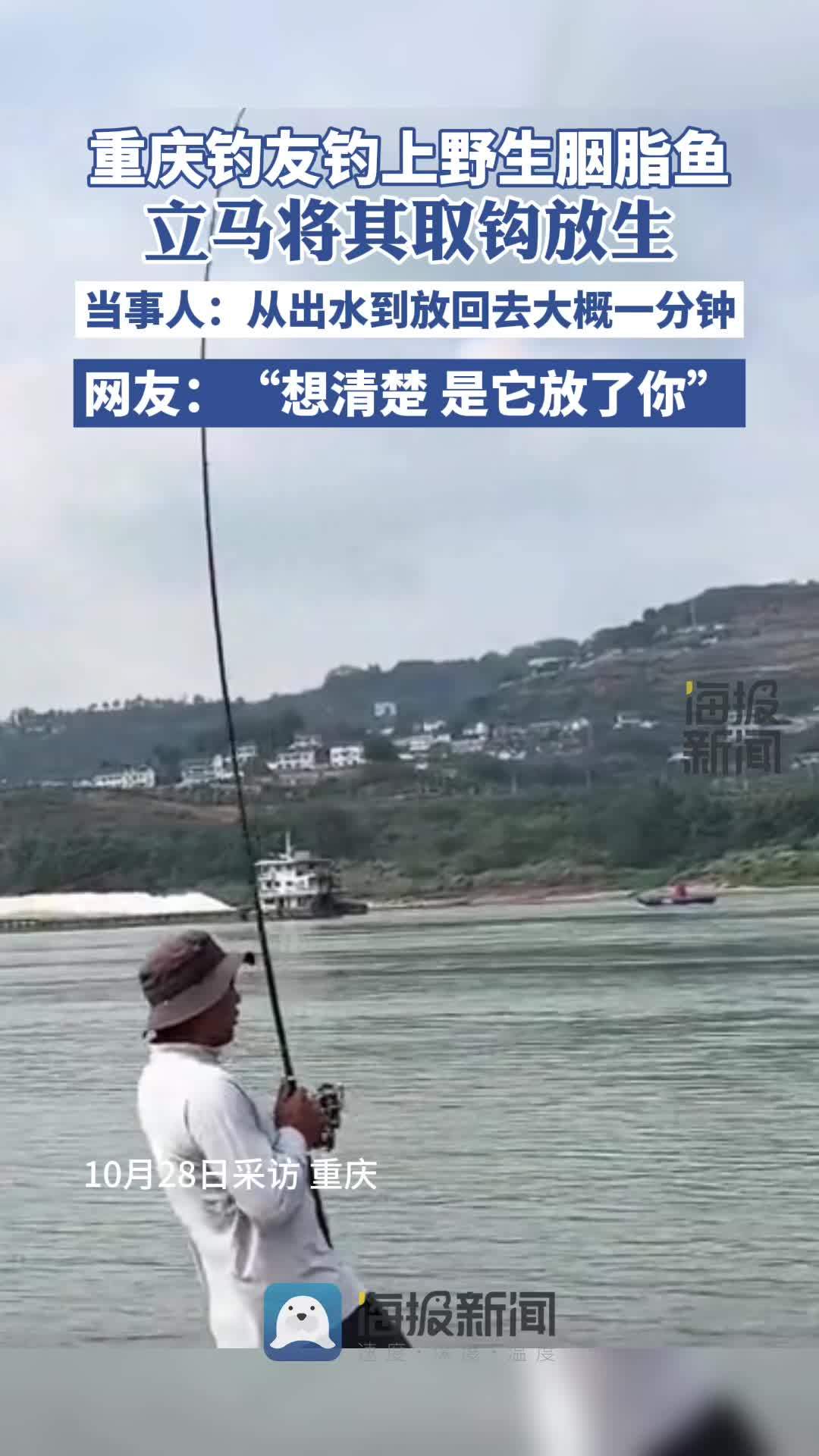 重庆钓友钓上野生胭脂鱼,立马将其取钩后放生,网友:“是它放了你” 胭脂鱼 钓鱼