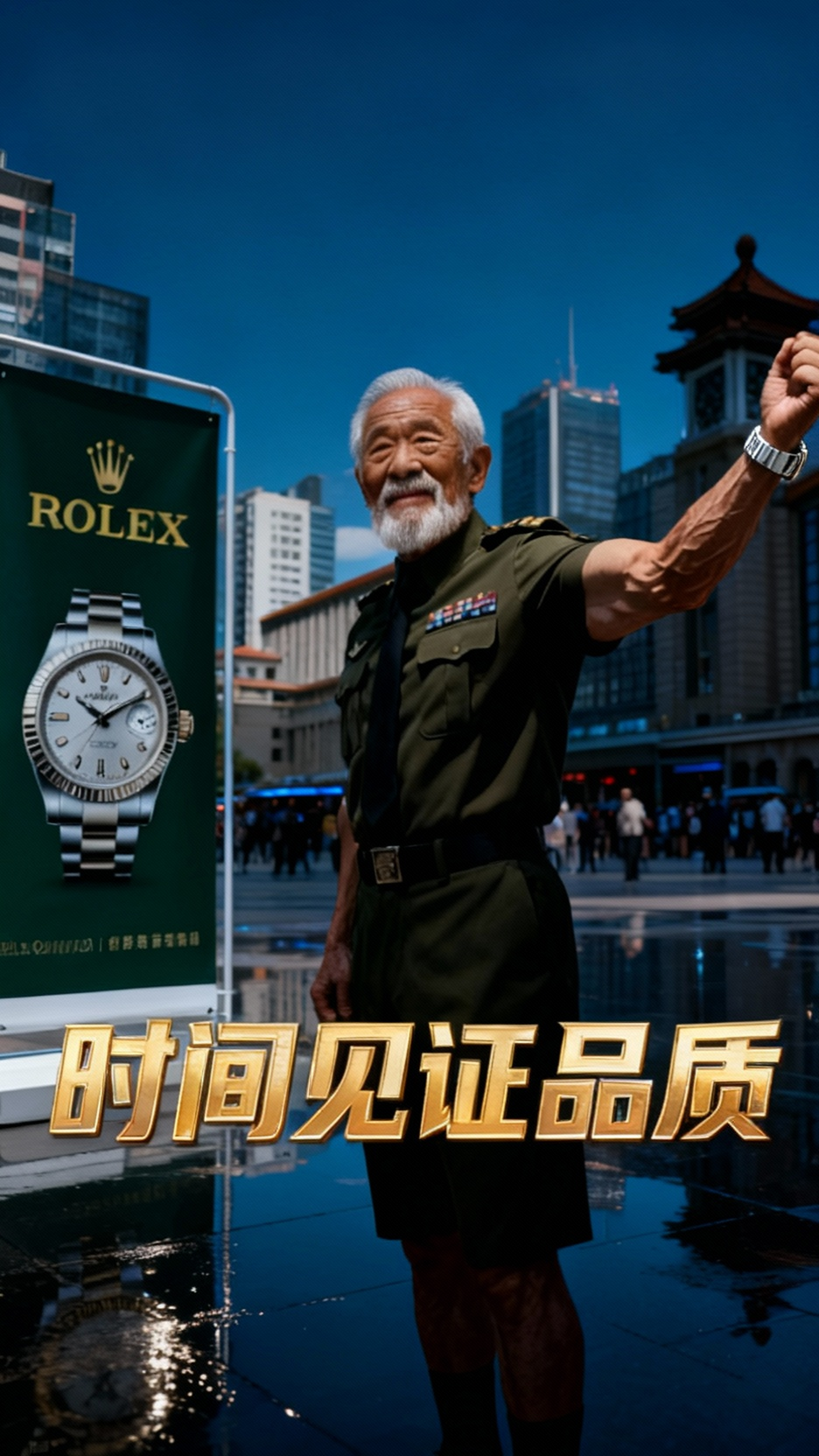 退役军官爷爷的劳力士广告大片