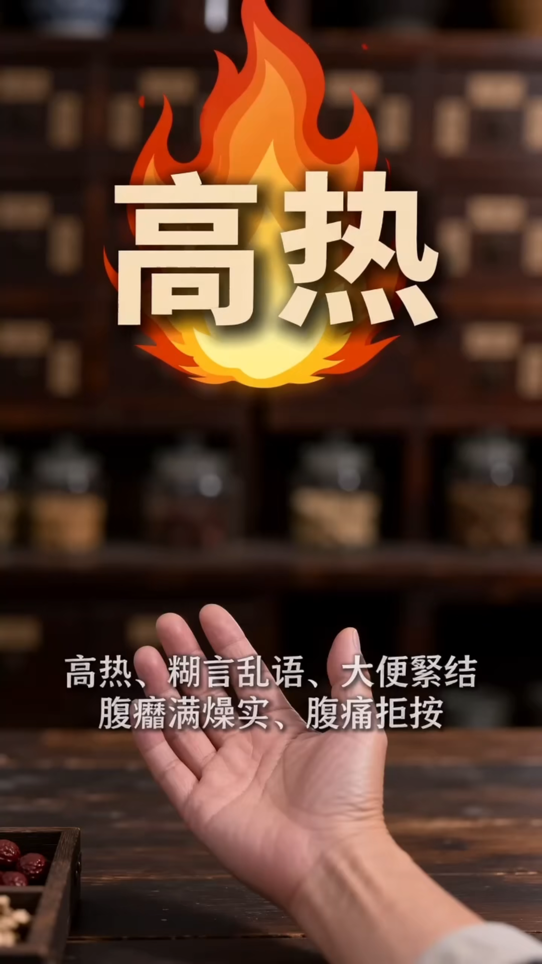 大承气汤证:高热,大便秘结