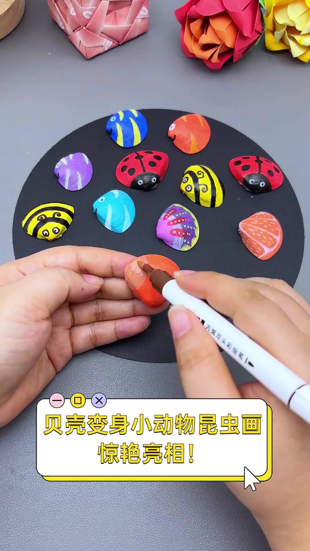 贝壳变身小动物昆虫画,惊艳亮相!