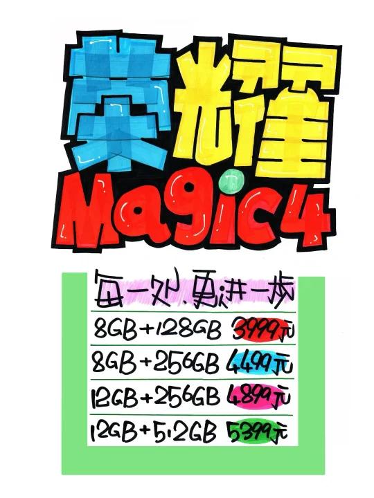 荣耀magic4 手绘POP海报|手机店手绘POP海报