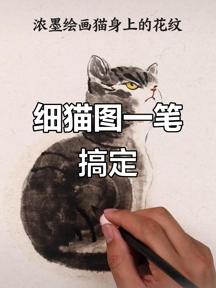 一笔国画猫咪,轻松学会写意技巧