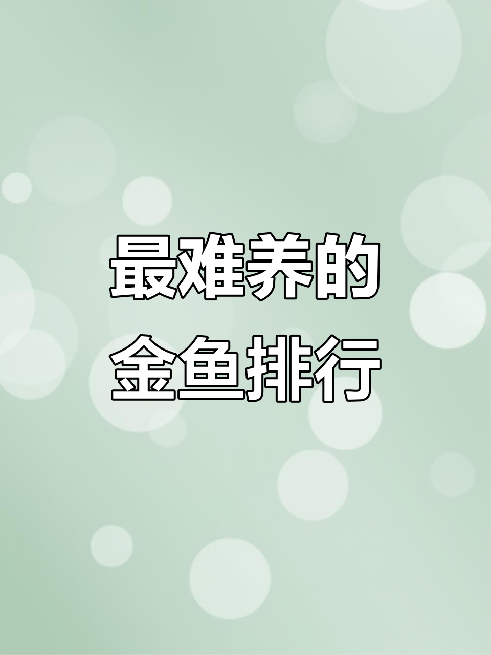 九大最难养的金鱼品种，看看你养过几种？