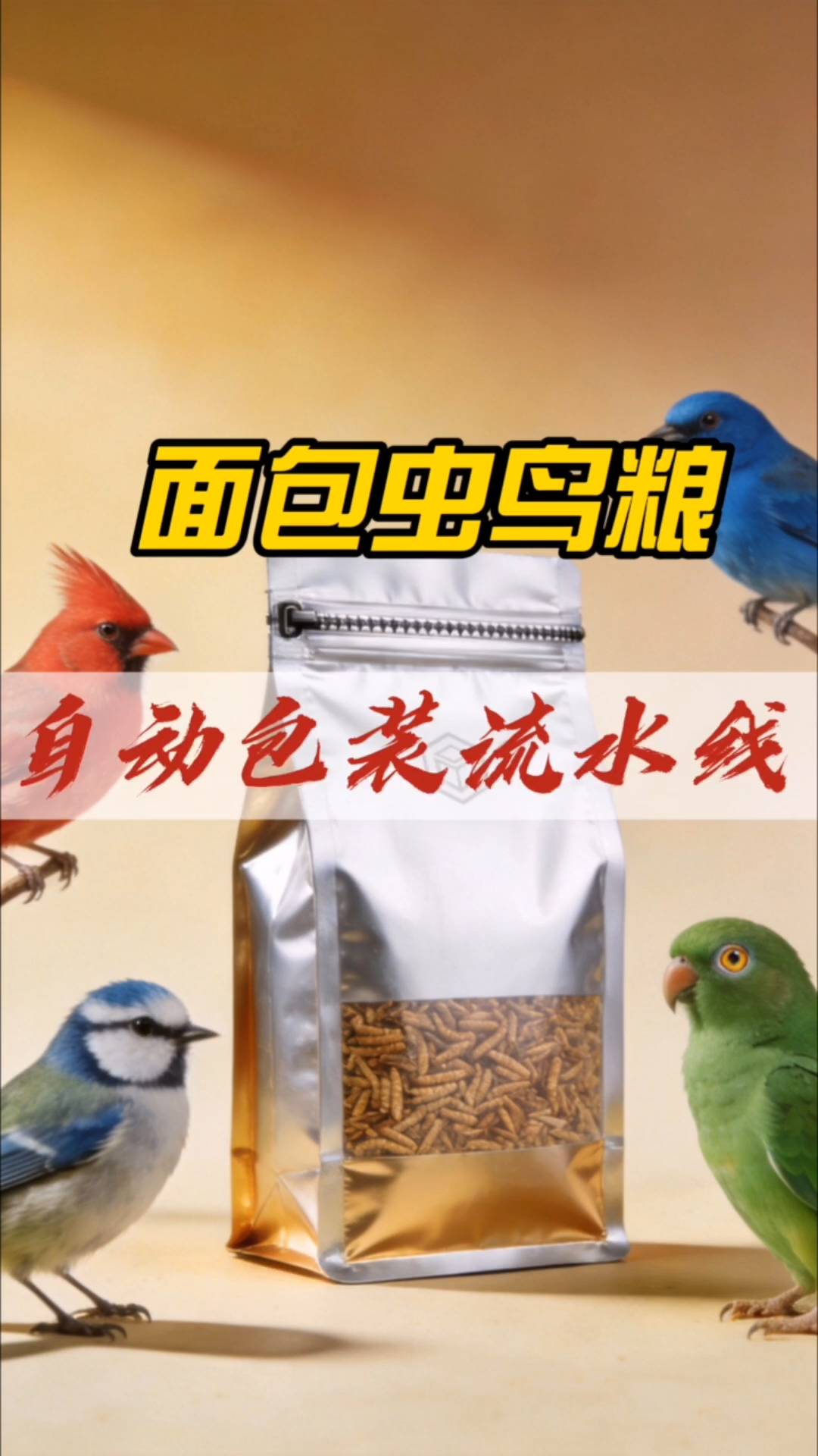 出口丨面包虫鸟粮自动包装流水线
