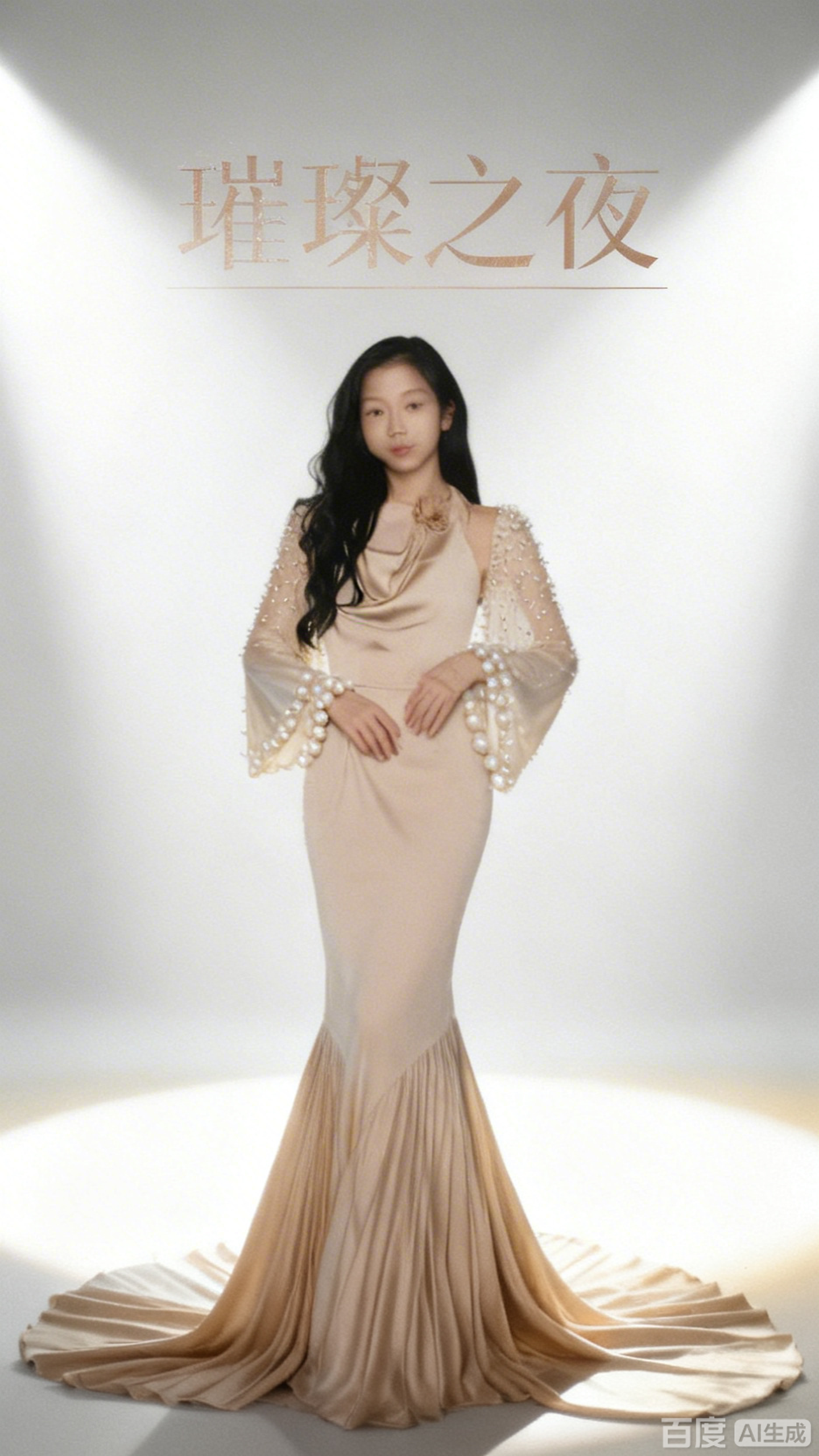苏婉与香槟色鱼尾晚礼服