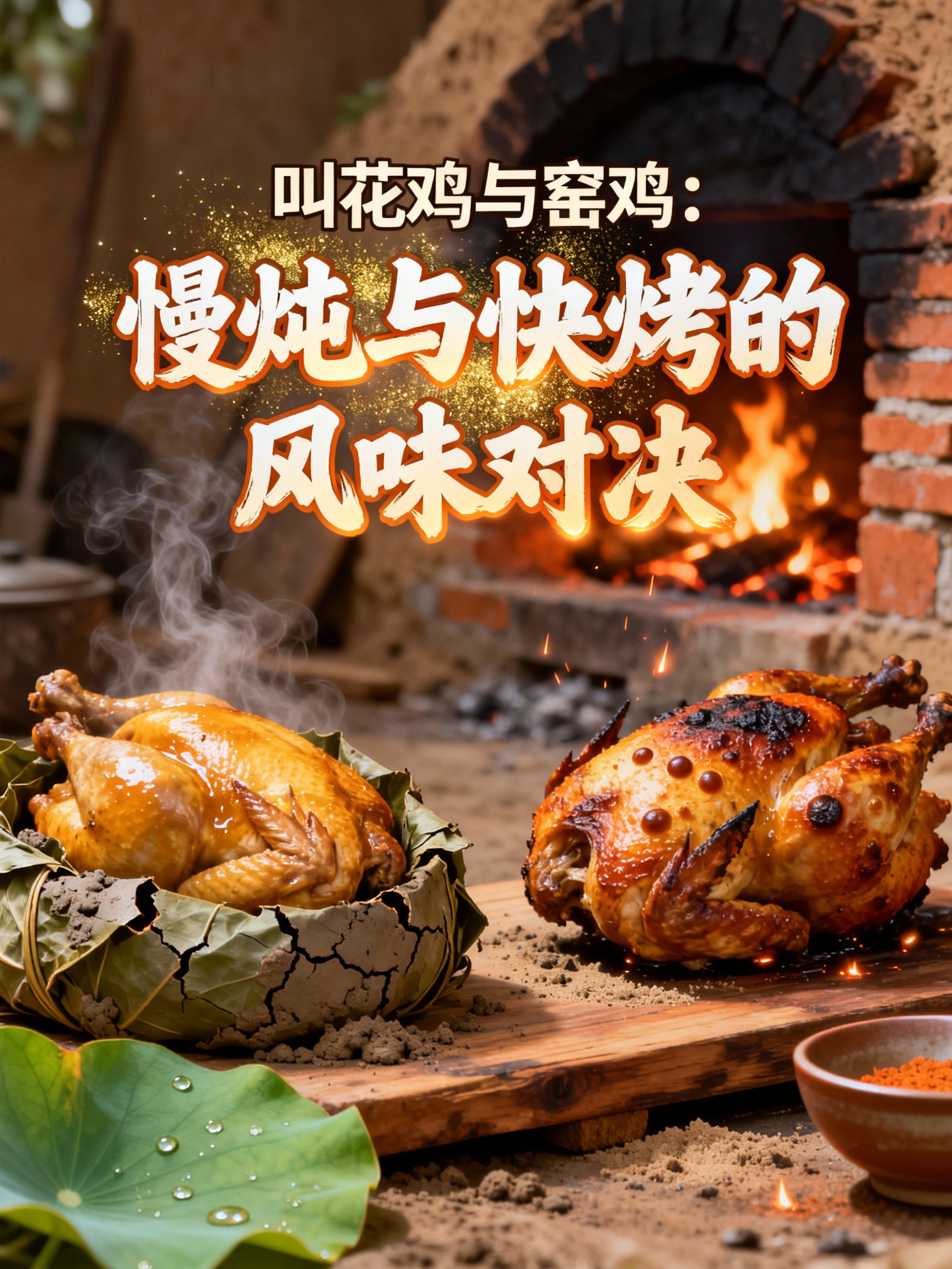 叫花鸡与窑鸡:慢炖与快烤的风味对决