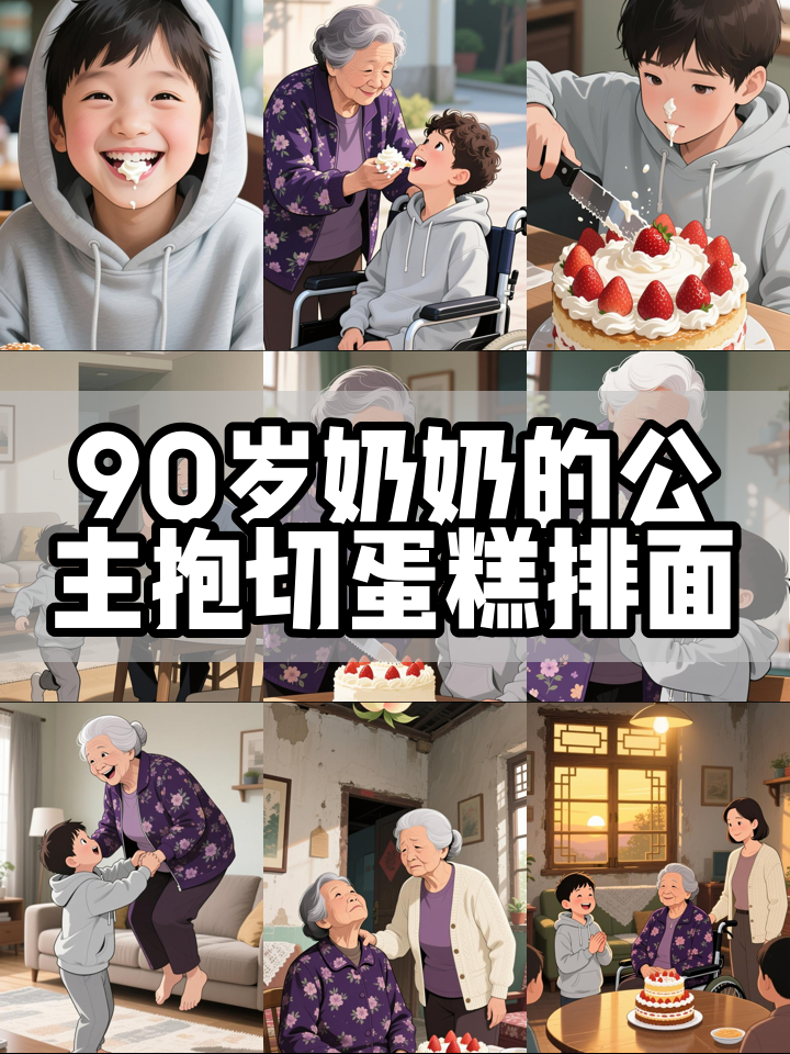 老人90大寿家人准备9层蛋糕，被孙子公主抱起一刀切下：排面拉满