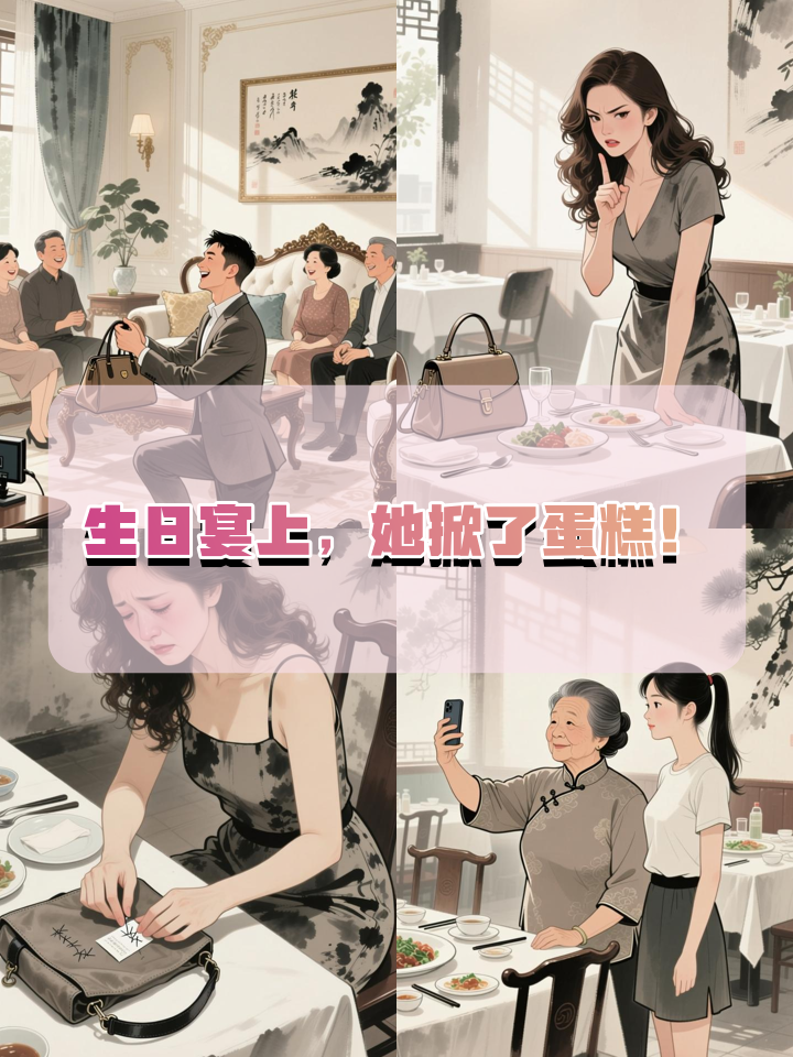 老公在生日宴送假包，她当场掀翻三层蛋糕！