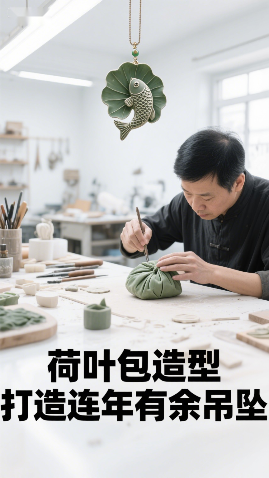 荷叶包造型打造连年有余吊坠