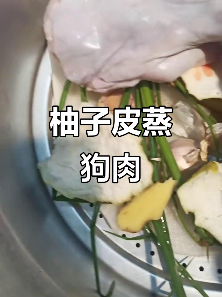 柚子皮蒸狗肉,轻松腌制美味佳肴