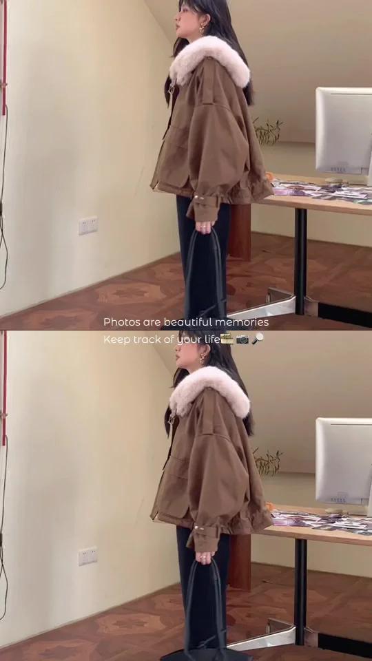 复古美拉德毛绒绒派克大衣