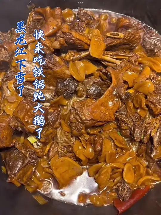 黑龙江下雪了,快来吃铁锅炖大鹅了~ 下雪就是铁锅炖大鹅的信号 铁锅炖大鹅嘎嘎香 宠客龙江 