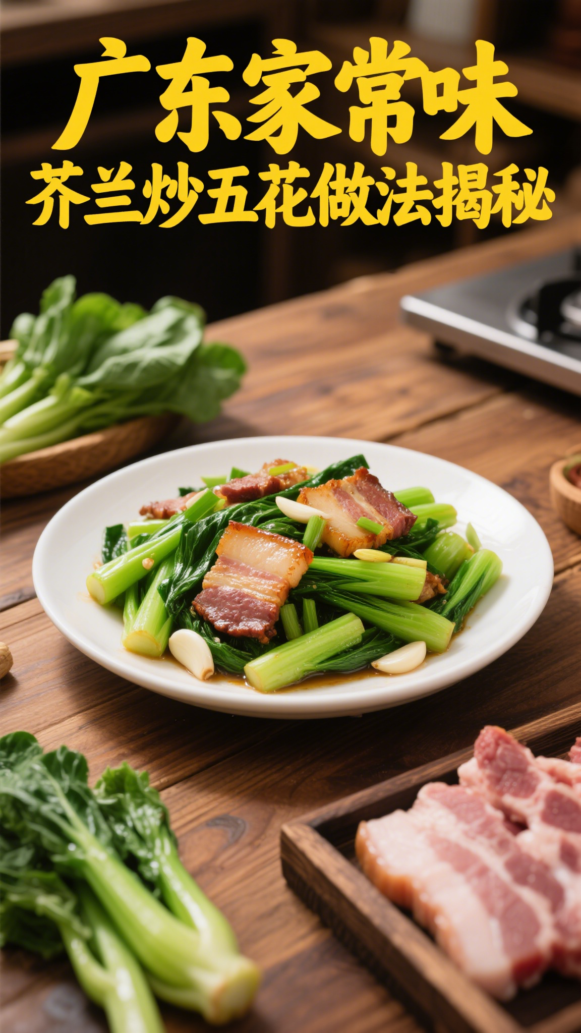 广东家常味,芥兰炒五花做法揭秘