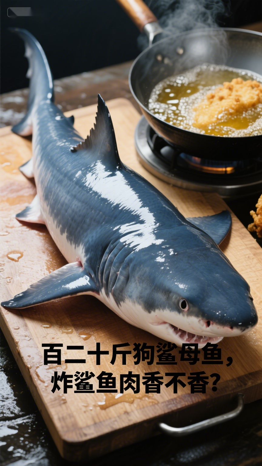 百二十斤狗鲨母鱼,炸鲨鱼肉香不香?