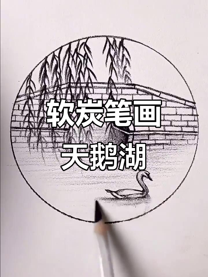 用软炭笔轻松画出天鹅湖美景，零基础也能学会