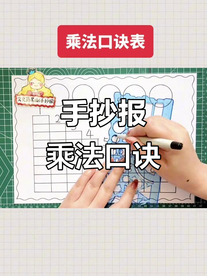 乘法口诀表手抄报,简单又好看!线稿可打印