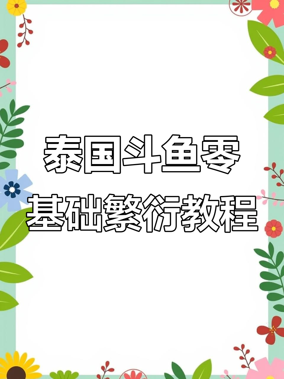 泰国斗鱼繁殖全攻略:从准备到孵化小鱼