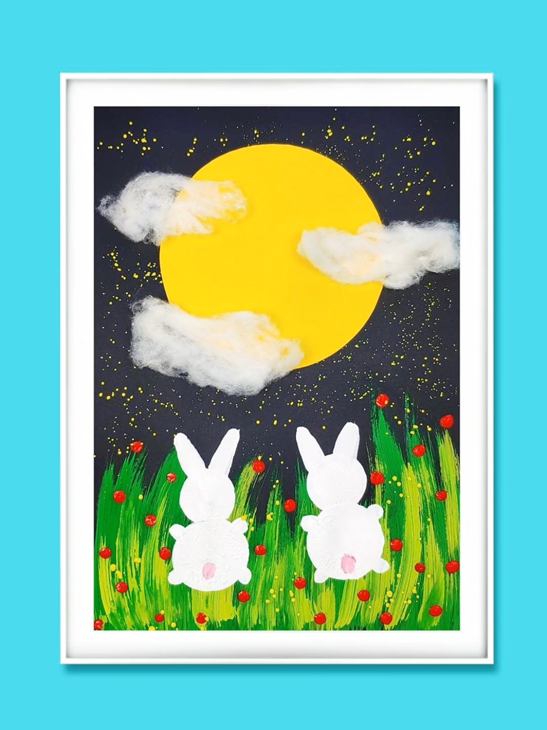 创意儿童画|中秋节玉兔赏月