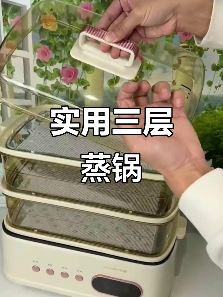 金正电蒸锅，三层设计，组合灵活，不锈钢盘直接接触食物