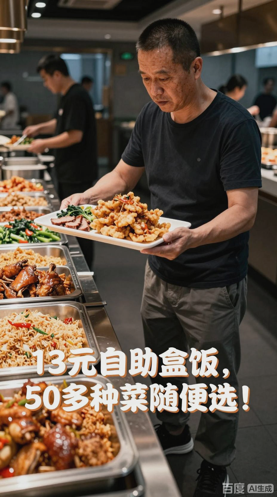 13元自助盒饭，五十多种菜品任选