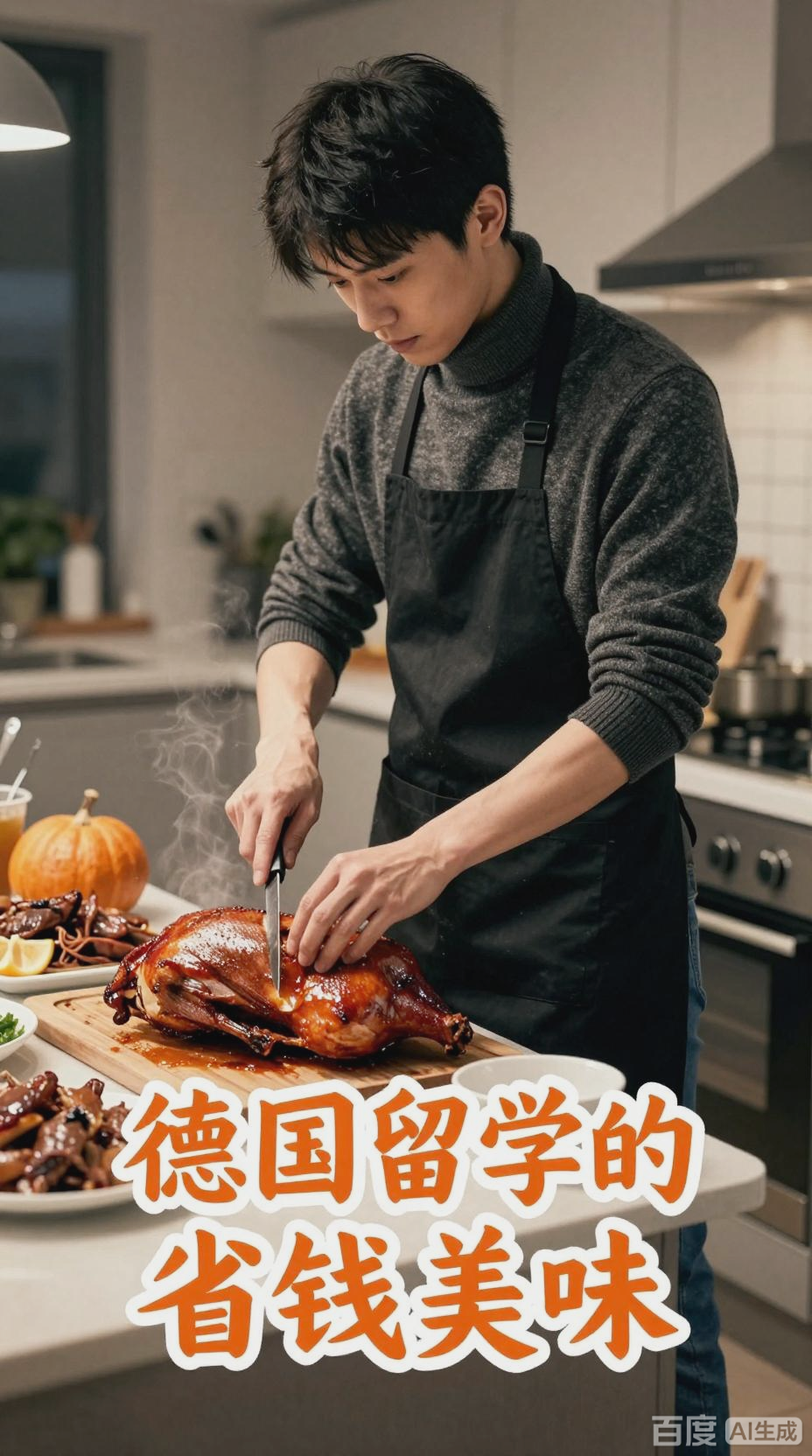安徽留学生在德自制冒烤鸭午餐