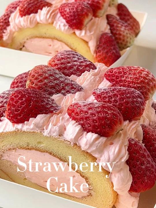 圣诞甜品草莓蛋糕卷,做法简单超美腻