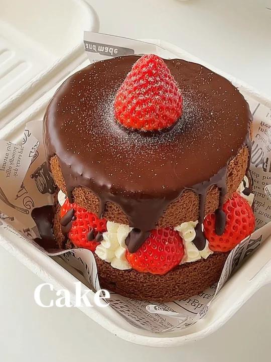 圣诞甜品|草莓巧克力奶油蛋糕|无需抹面