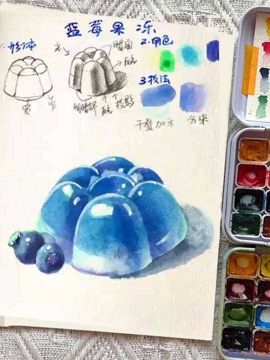 水彩教程:QQ弹弹的果冻质感怎么画呢?