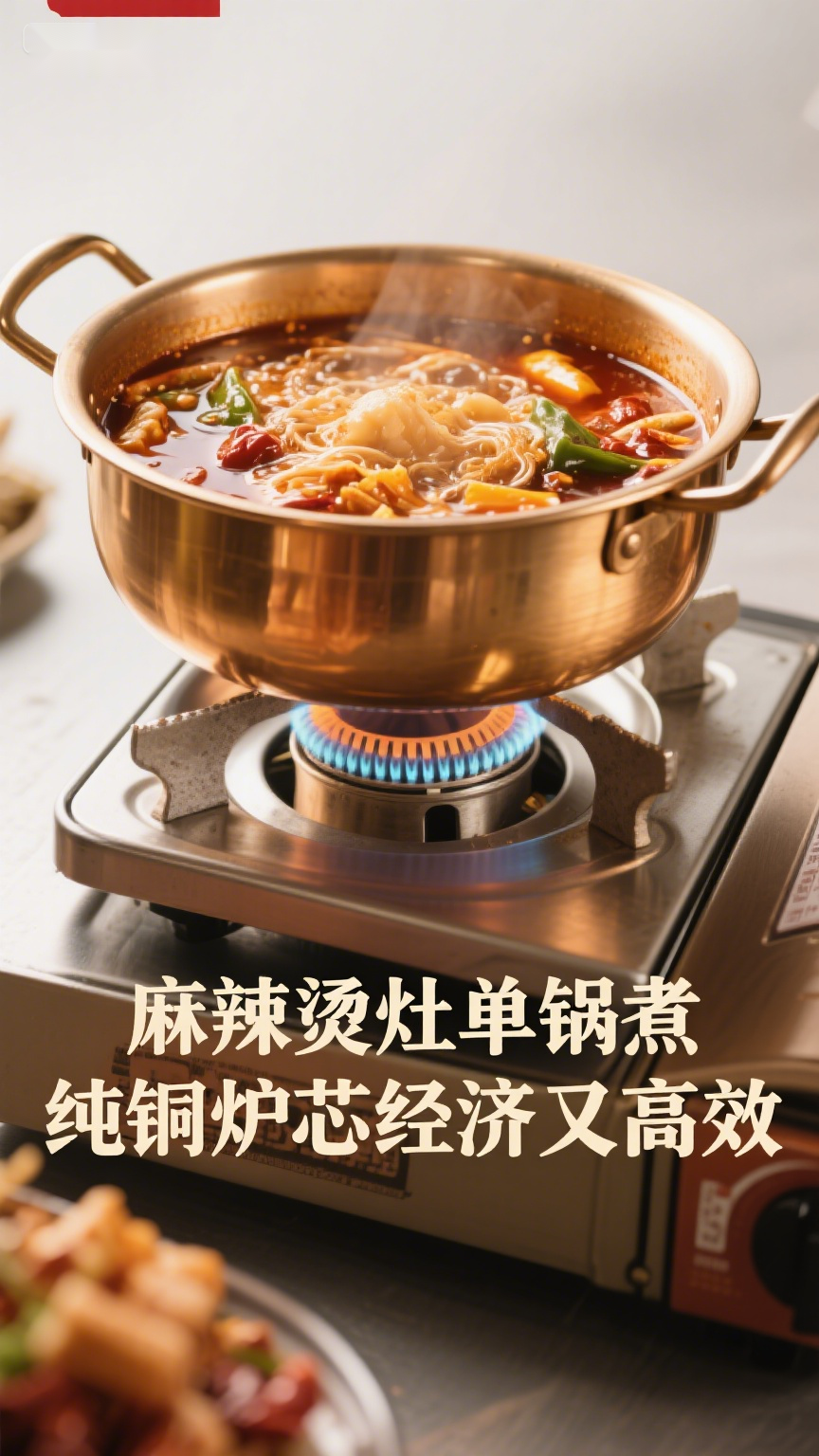 麻辣烫灶单锅煮,纯铜炉芯经济又高效