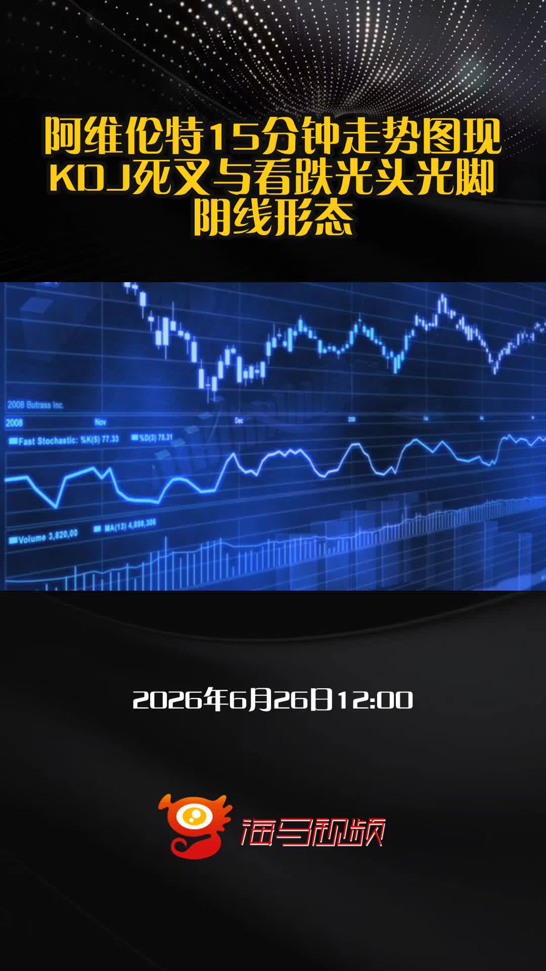 阿维伦特15分钟走势图现KDJ死叉与看跌光头光脚阴线形态