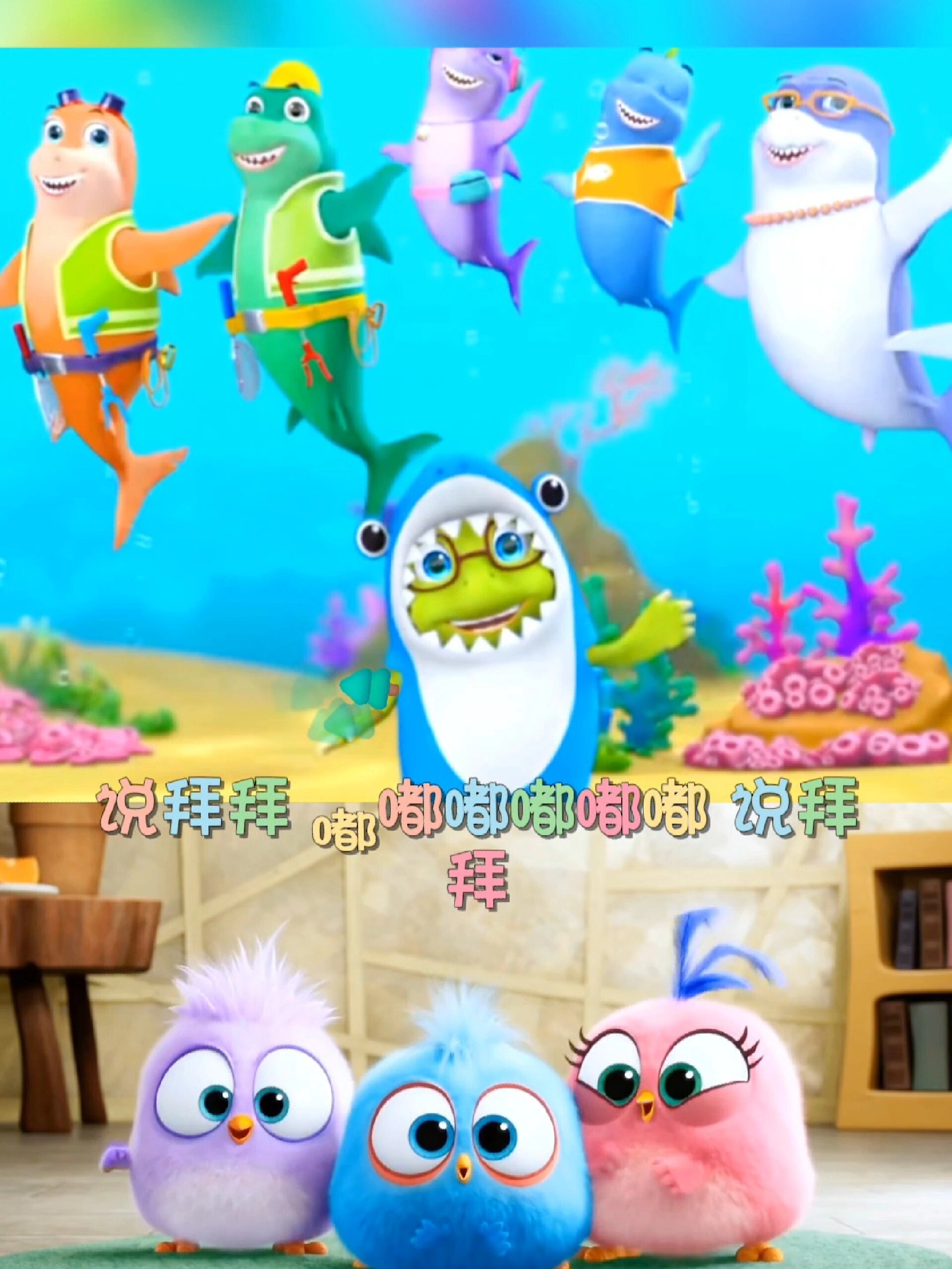 可爱的鲨鱼一家