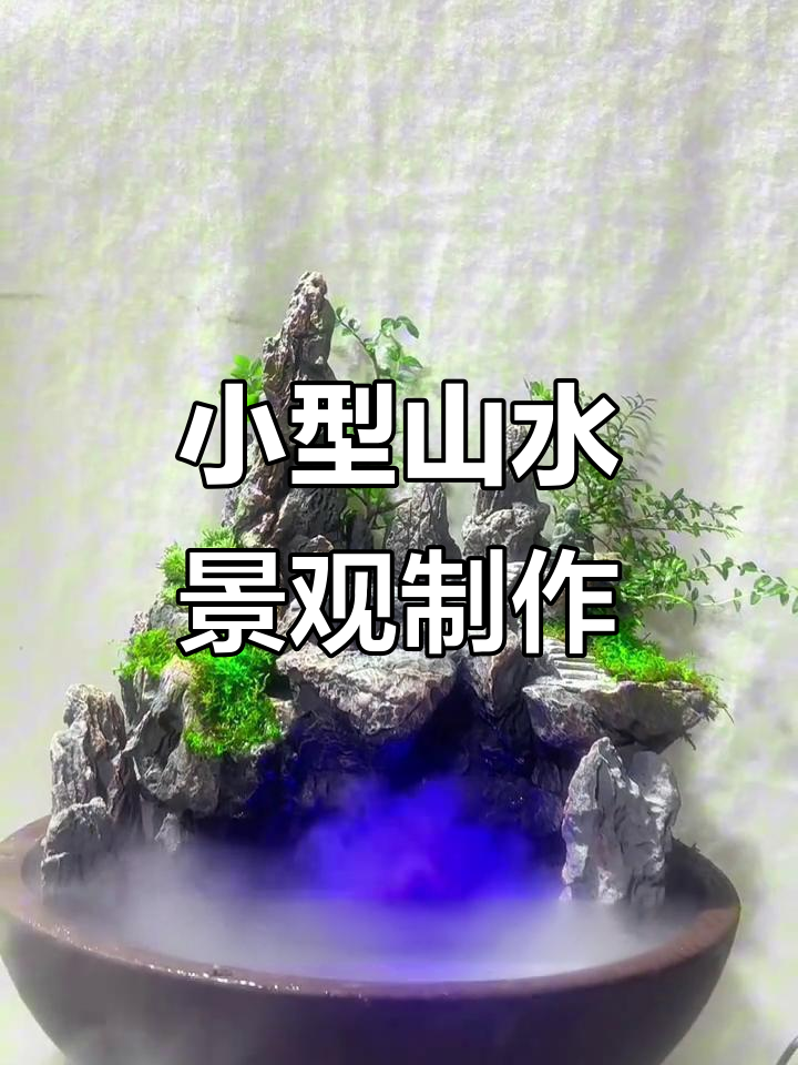 38厘米盆景假山制作,水泵与植物完美搭配