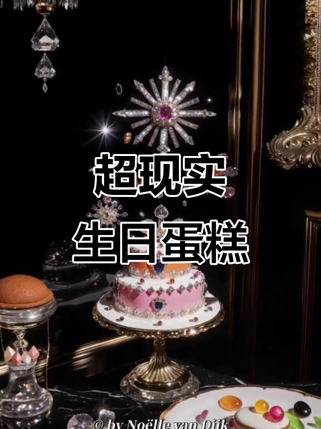梦幻生日蛋糕，璀璨如珠宝，AI打造超现实视觉
