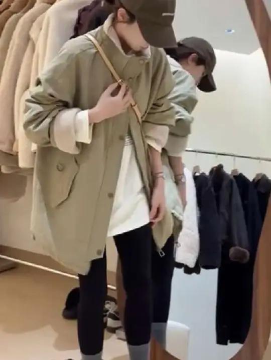 韩系立领加绒加厚外套女冬季2025新款宽松显瘦中长款派克服上衣潮