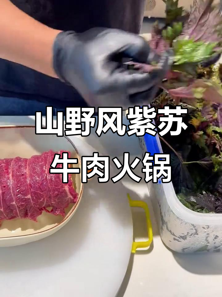 紫苏牛肉火锅摆盘技巧，山野风味十足！