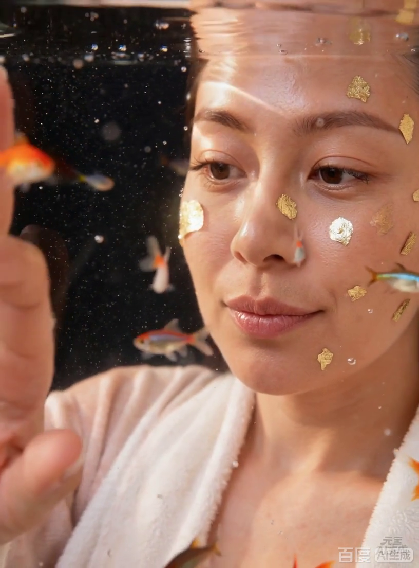 水中金鱼吻金箔脸